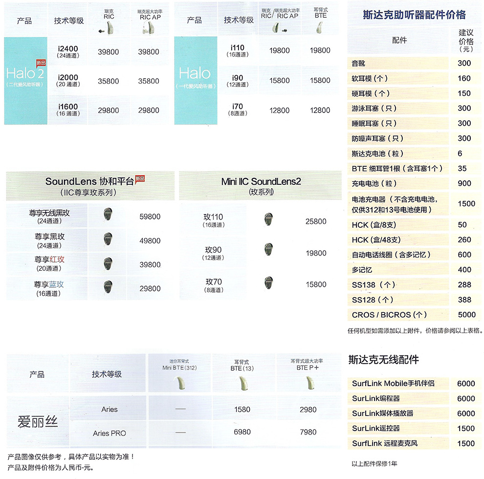 2017年斯達(dá)克助聽(tīng)器價(jià)格表